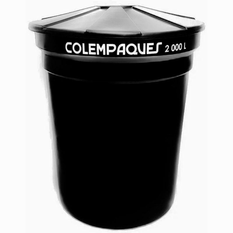 Tanque agua cónico negro 2000 litros Colempaques
