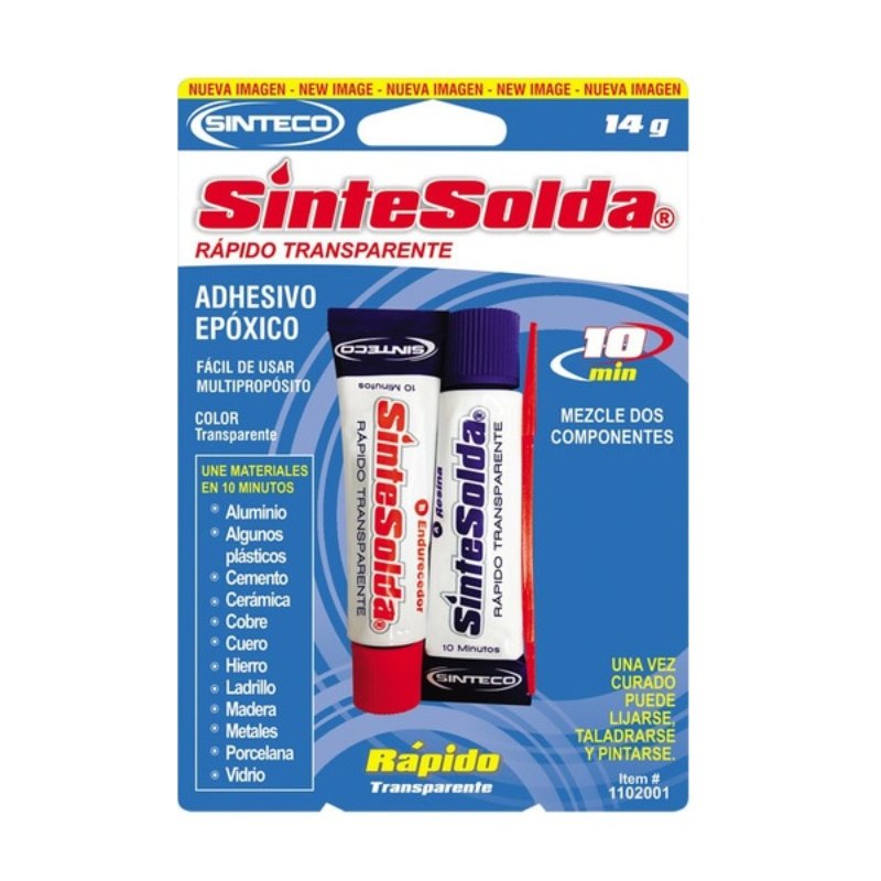 Adhesivo epóxico rápido transparente 14 gl Sintesolda