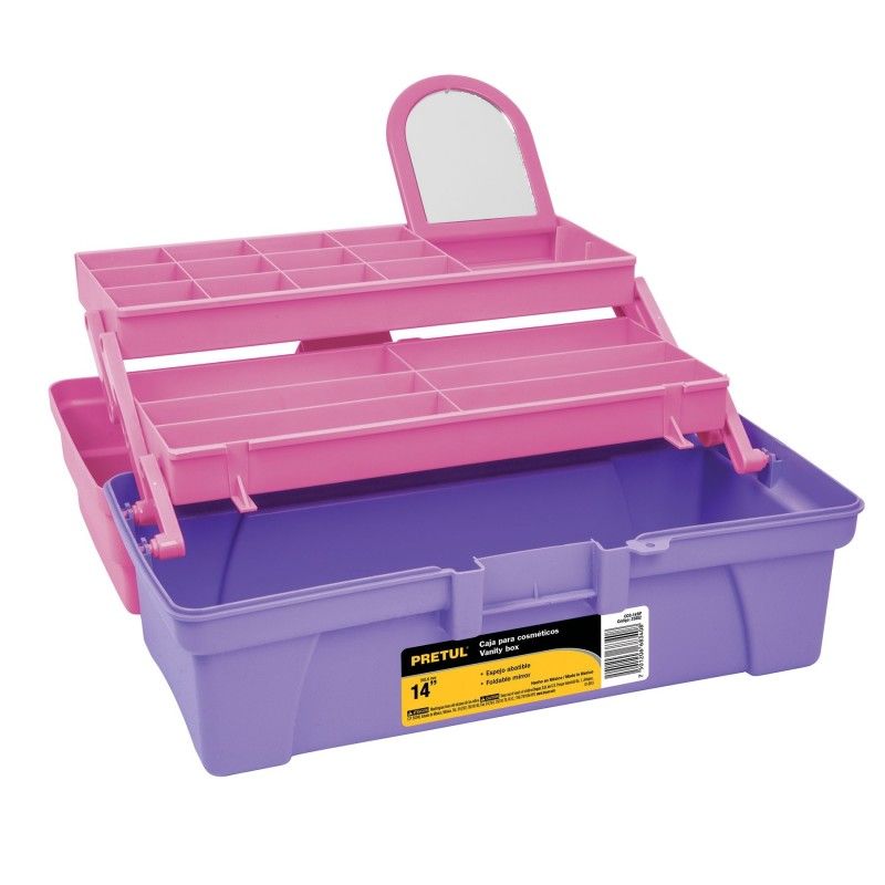 Caja plástica para accesorios 14", rosa/morado Pretul