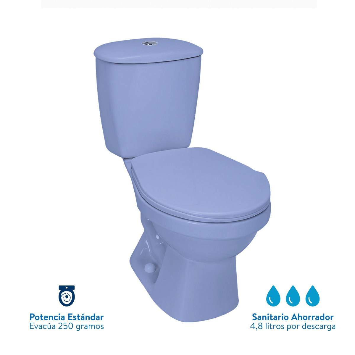 Combo Laguna II Azul Cielo: sanitario, lavamanos con pedestal, grifería y accesorios Corona