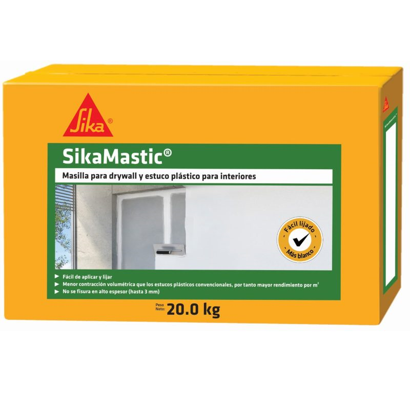 Sikamastic Masilla para Drywall y estuco plástico para interiores x 20 Kg Sika