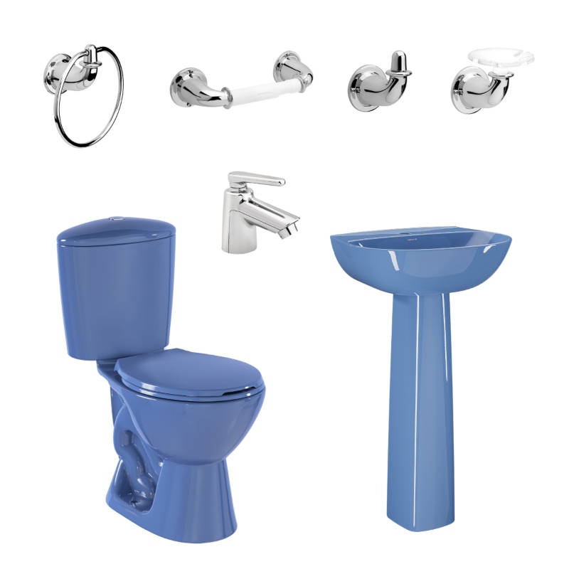 Combo manantial pro redondo botón con pedestal azul Corona