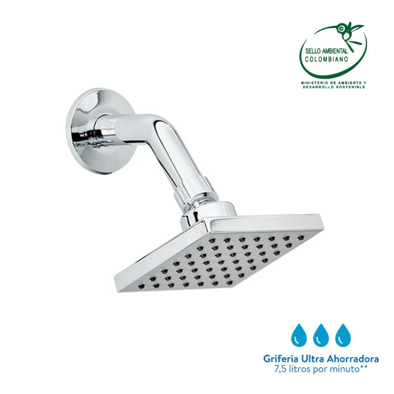 Regadera Ultra Ahorradora con brazo Nogal Grival