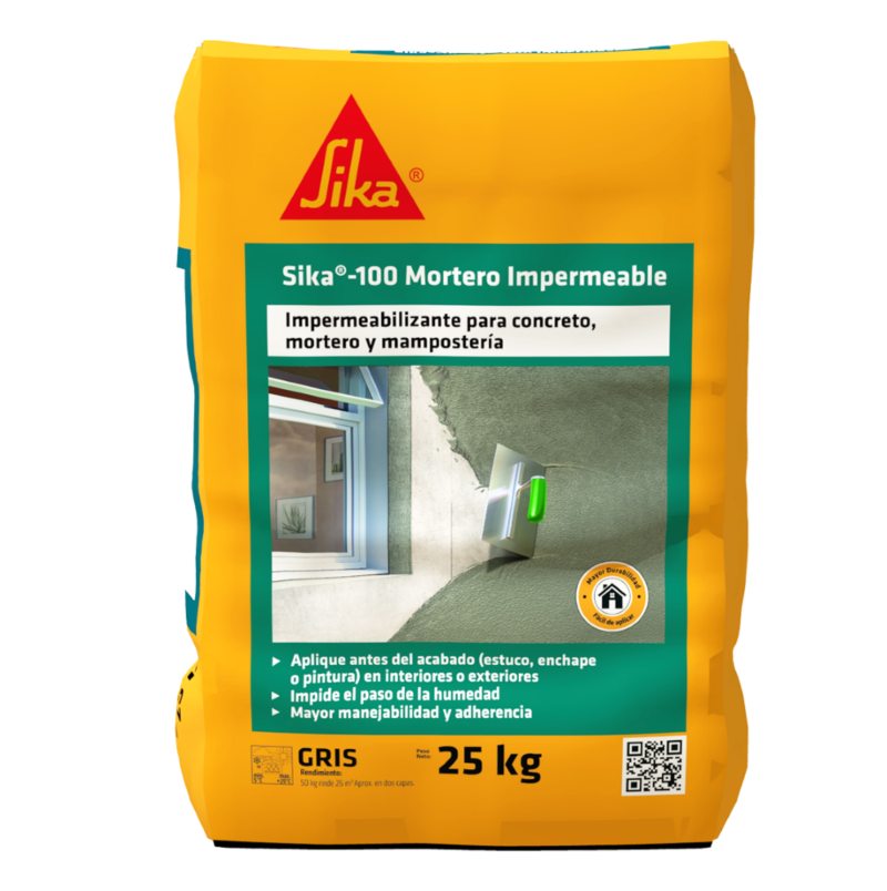Sika-100 Mortero impermeable gris x 25 Kg Sika