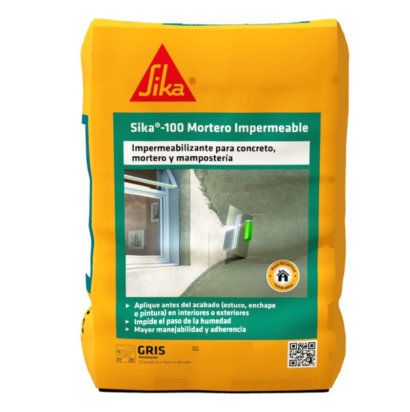 Sika-100 Mortero impermeable gris x 50 Kg Sika