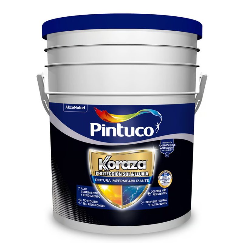 Koraza Protección Sol & Lluvia Pintura Impermeabilizante Cipres caneca Pintuco