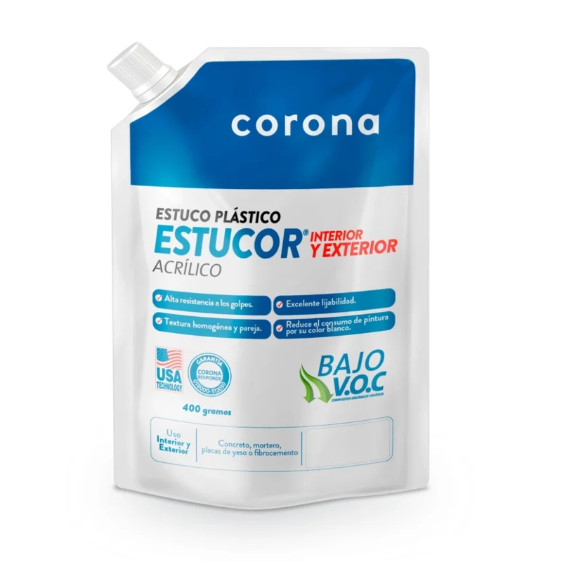 Estuco Plástico Estucor Interior y Exterior 400 gr Corona
