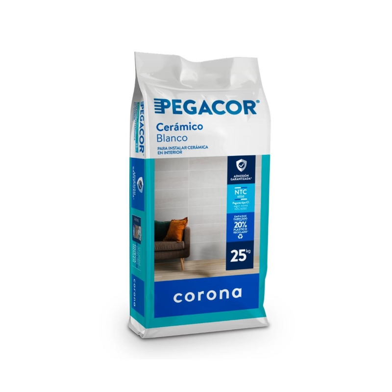Pegacor cerámico interiores blanco x 25kg Corona 