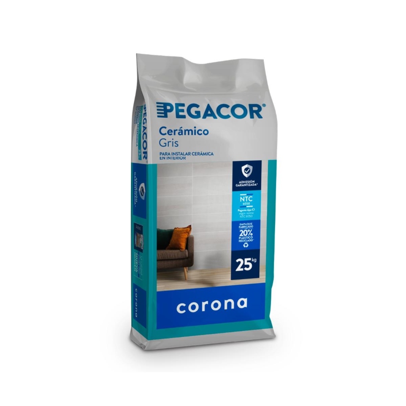 Pegacor cerámico interior gris x 25kg Corona 