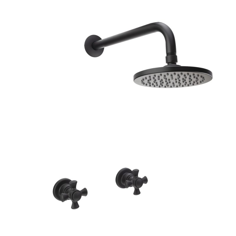 Ducha Balta cruceta con regadera Koral mateblack 8 pulgadas Grival
