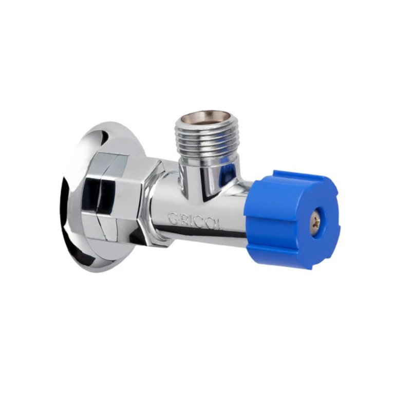 Llave De Regulación Cromada Manija Azul Gricol