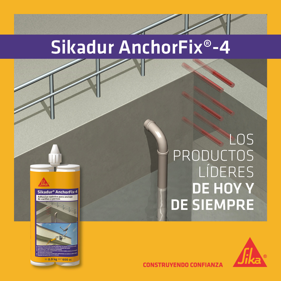Sikadur Anchorfix 4 Adhesivo De Anclaje De Varillas Y Pernos x 600 ml Sika