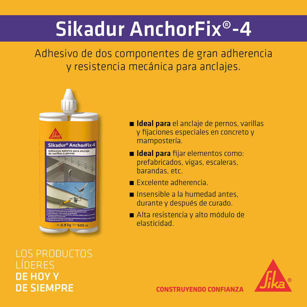 Sikadur Anchorfix 4 Adhesivo De Anclaje De Varillas Y Pernos x 600 ml Sika